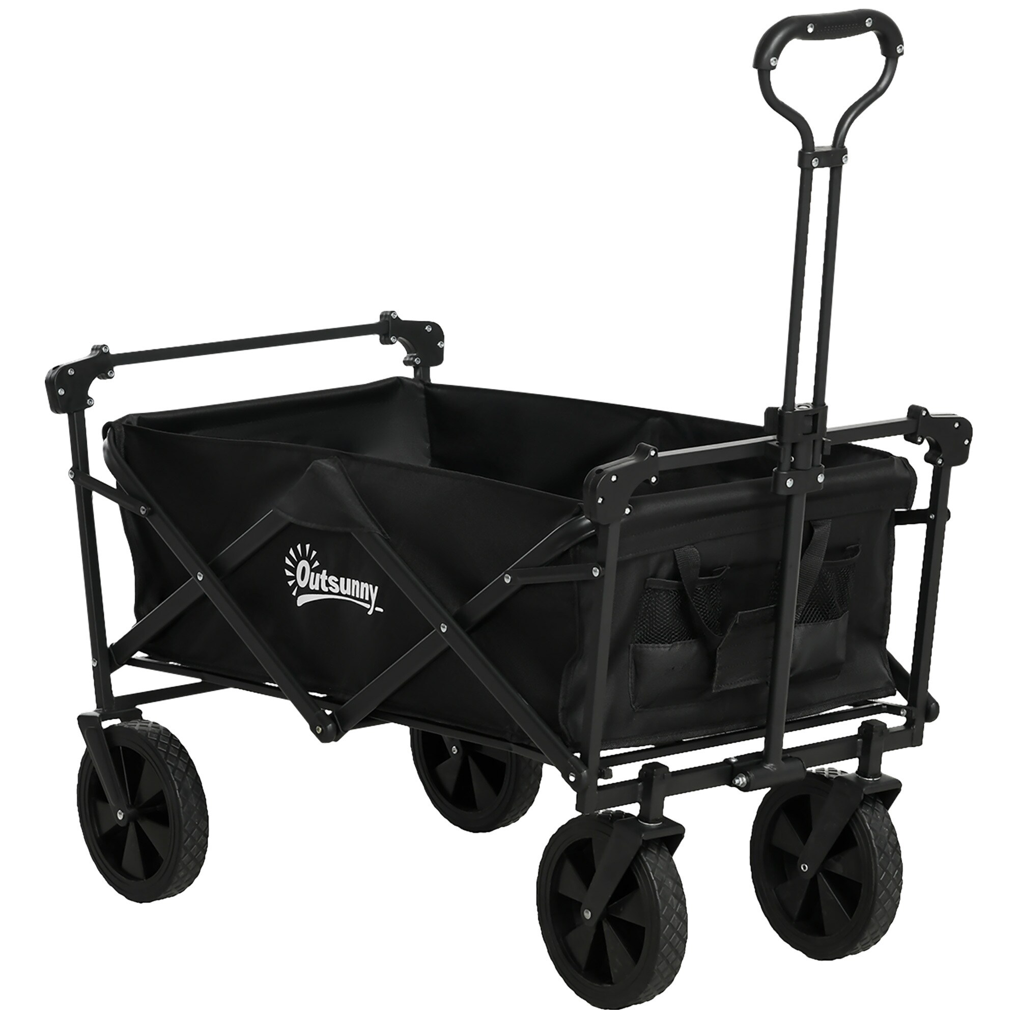 Outsunny Bollerwagen mit Sonnendach schwarz 97L x 52B x 105H cm