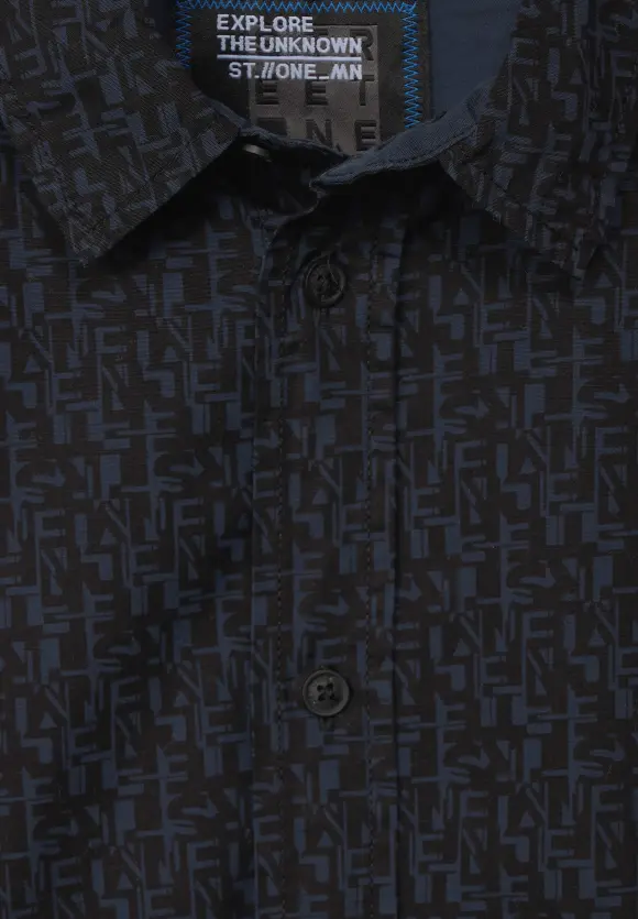 Hemd mit Alloverprint - true blue