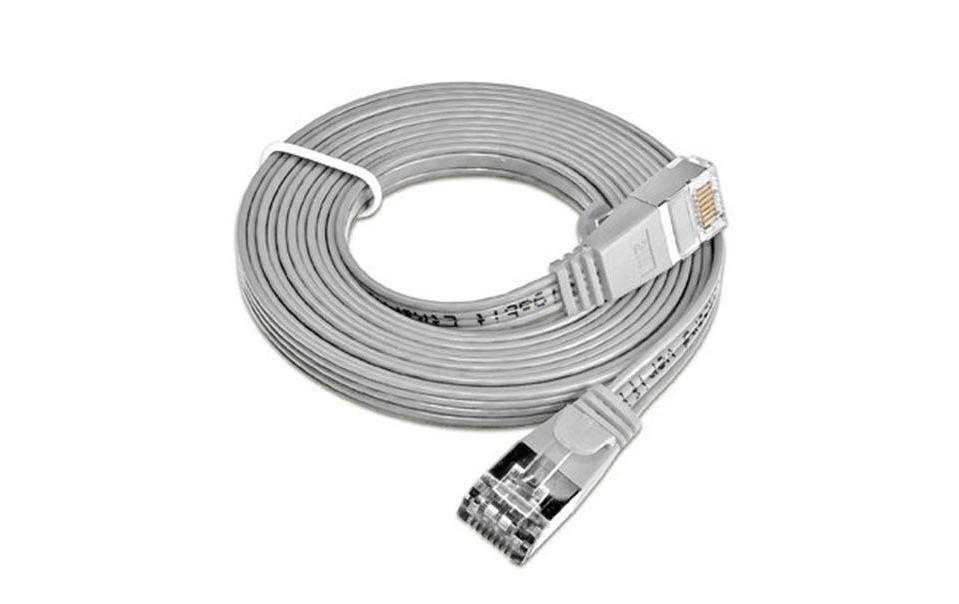 Slimpatchkabel RJ-45 - RJ-45, Cat 6, STP, 1 m, GrauGeschirmtes Twisted-Pair-Kabel (STP) mit Klinkenschutz