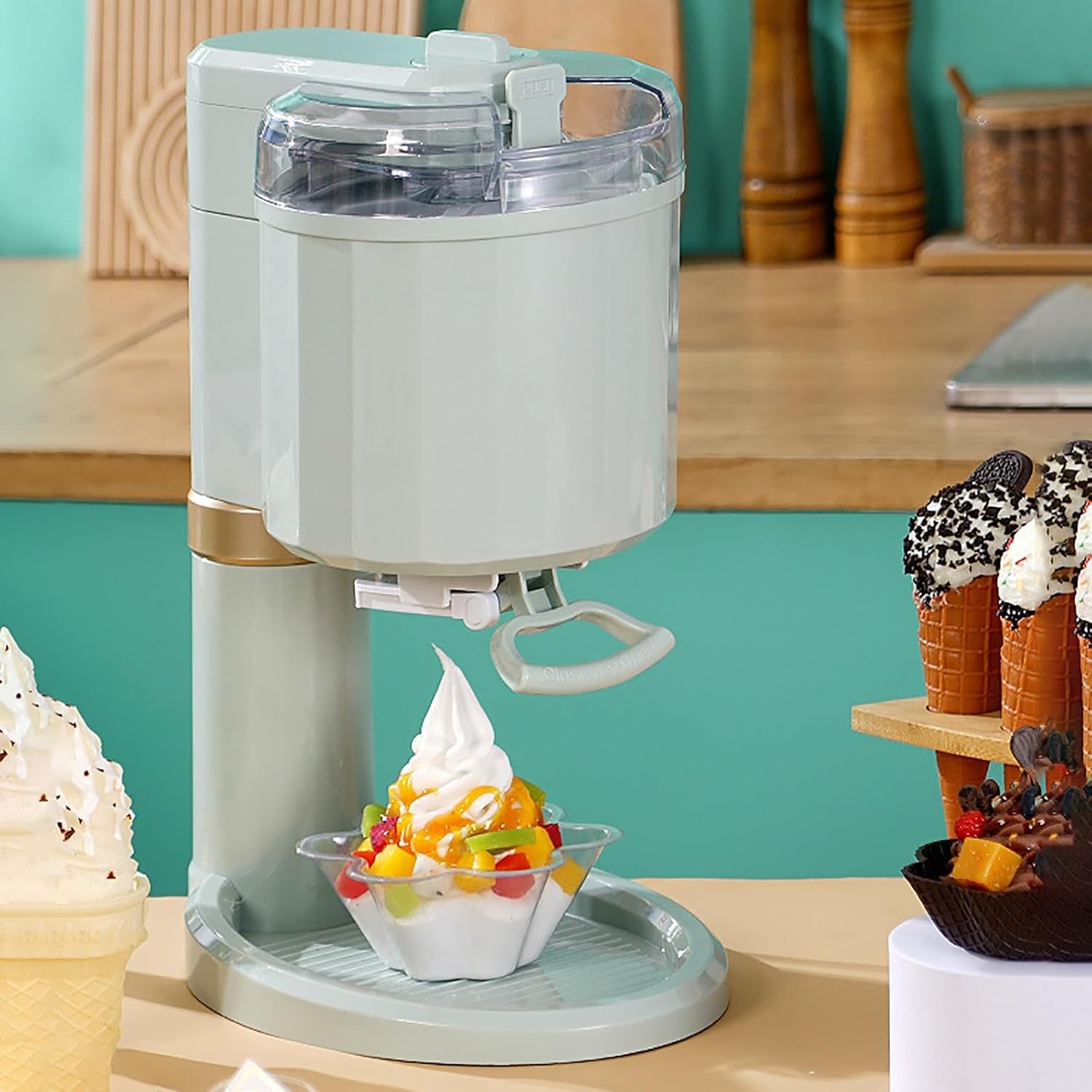 1L Home DIY Kitchen Automatic Mini Fruit Softeismaschine，Softeismaschine, Für Zuhause, Softeismaschine Für Zuhause, Joghurtbereiter Und Eisbereiter Für Eiscreme，für Zuhause, Bar, Café
