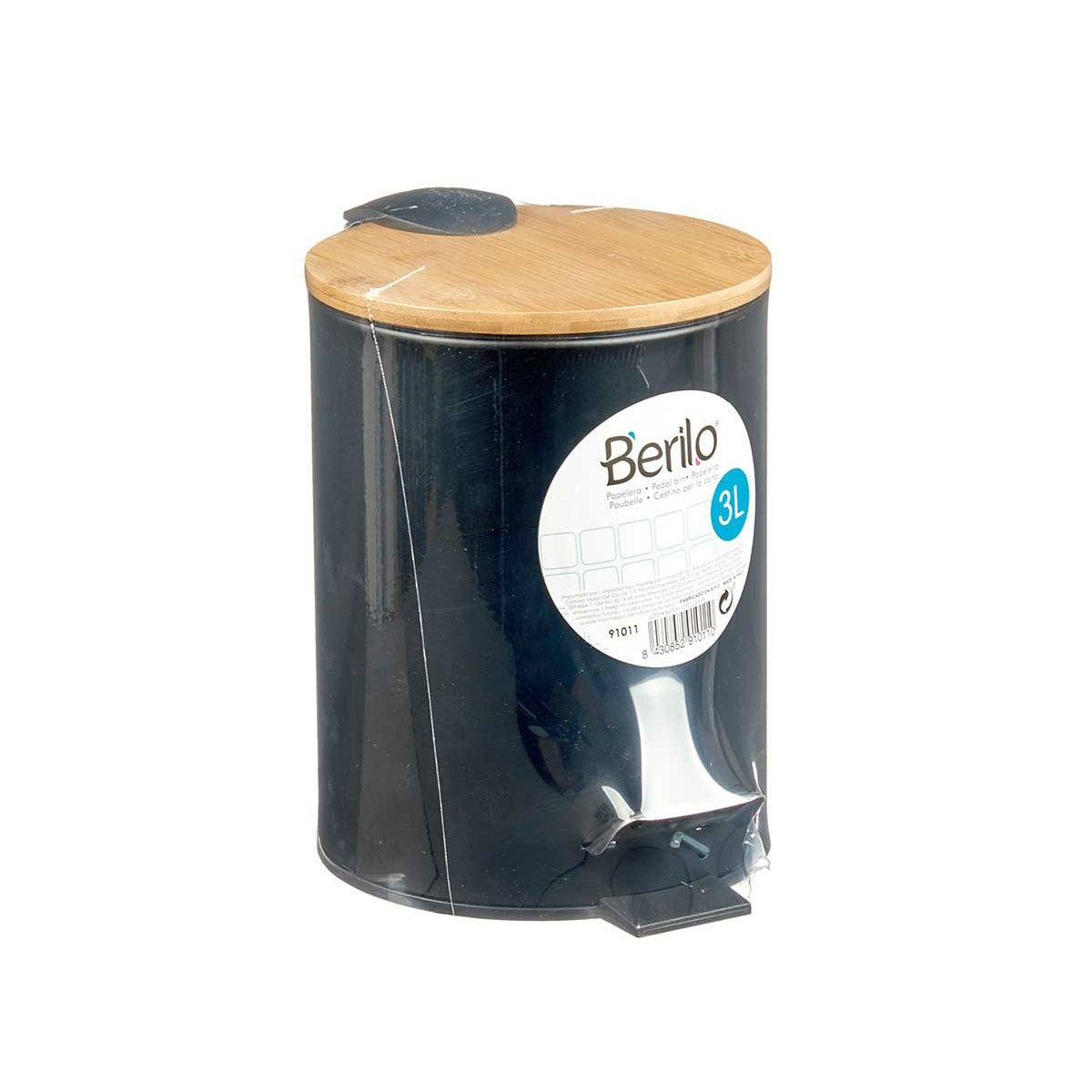 Berilo Pedaalemmer - zwart - 3 L - metaal|bamboe