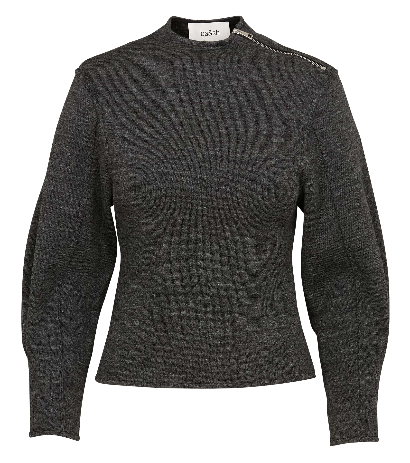 MYRA - Pull avec détail zip en laine mélangée | Gris