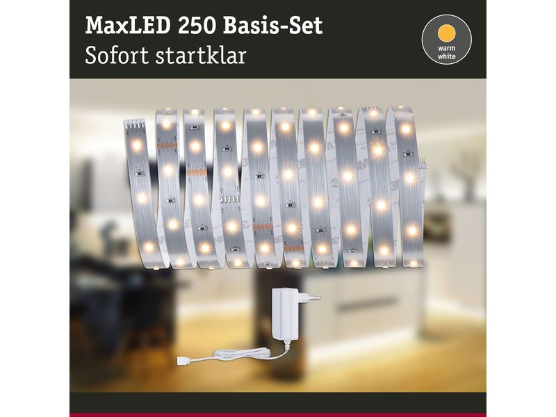 Paulmann LED-Stripe MaxLED 250 2700 K, 3 m Basisset Unbeschichteter LED-Streifen, kürzbar