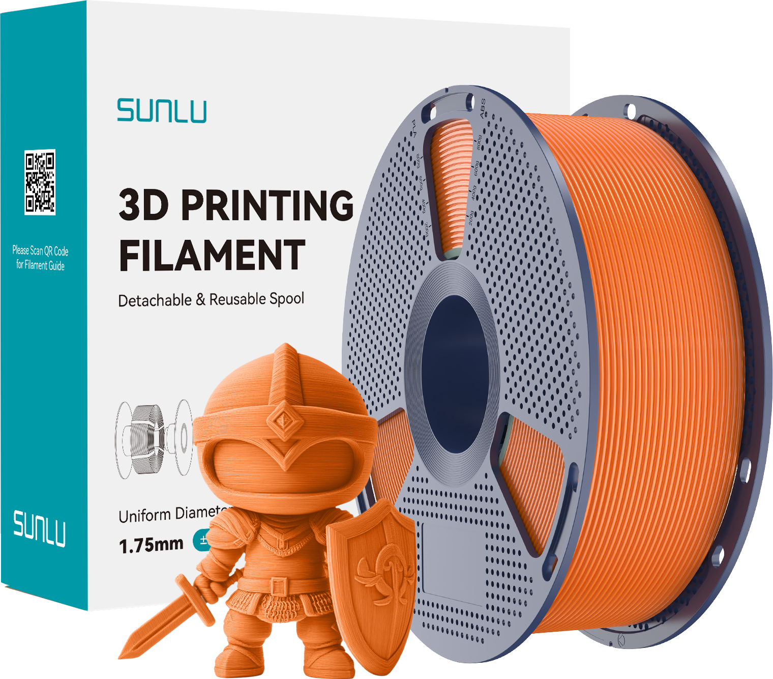 SUNLU  PLA+ Sunny Orange, 1,75 mm / 1000 g    Modifiziertes PLA Filament mit hoher Zähigkeit