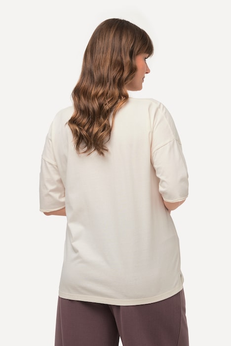 Loungewear-Shirt, Rollkante, Oversized, Rundhals, Halbarm