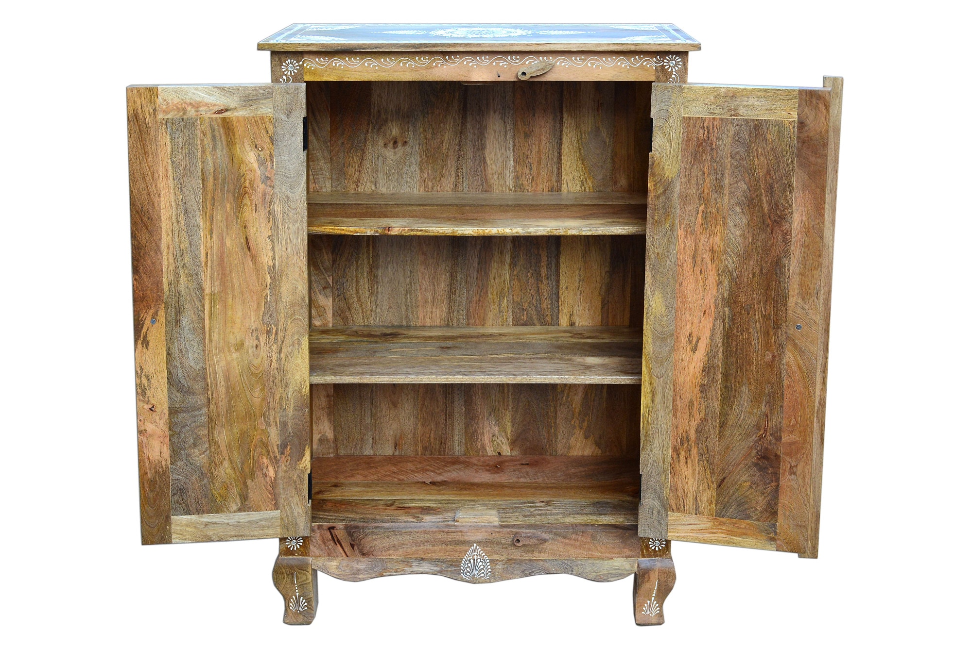 Home affaire Highboard »Gullaba« Kommode, Hand bemalt, Breite/Höhe 80/120 cm