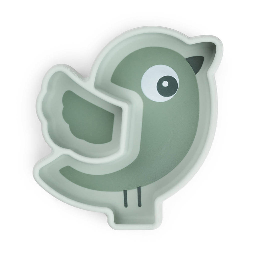 Silicone Stick&Stay snack plate Birdee Green