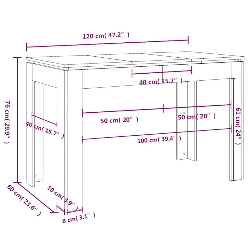 vidaXL - Eettafel - Grijs - Bewerkt hout