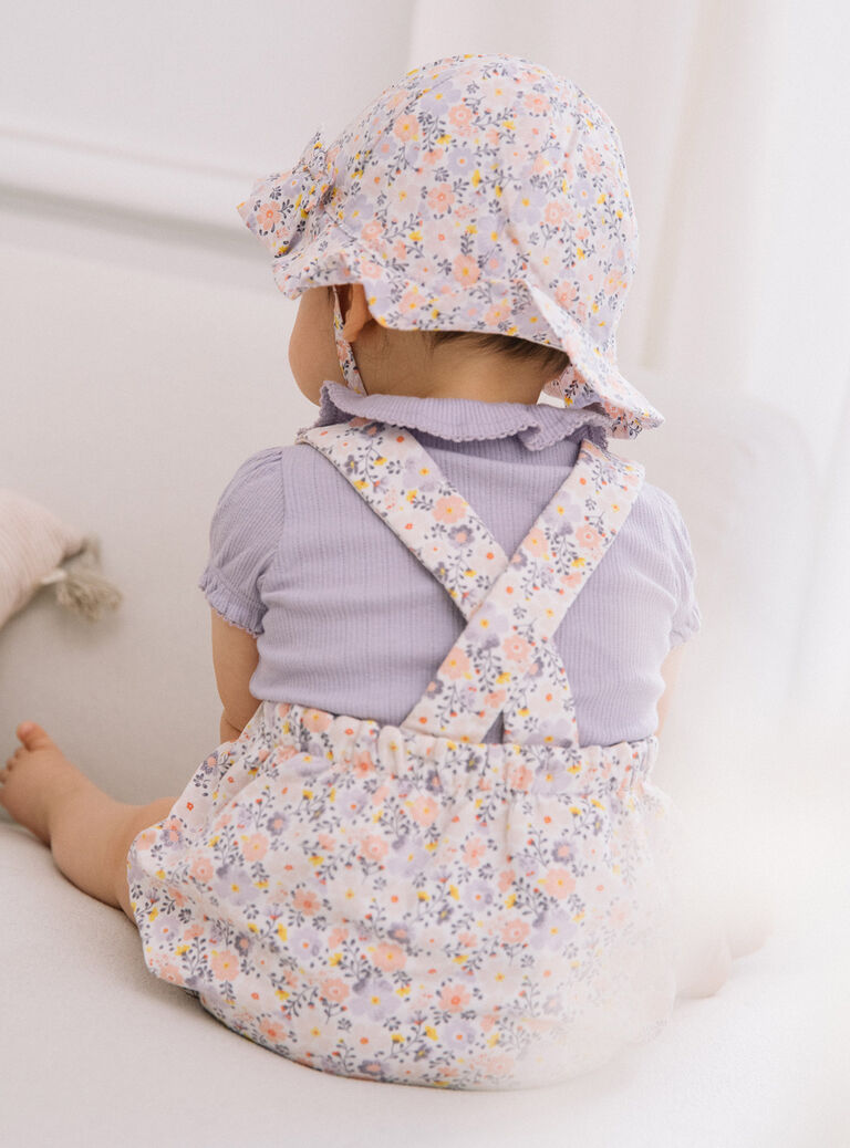 Body blanc et barboteuse lilas à imprimé fleurs