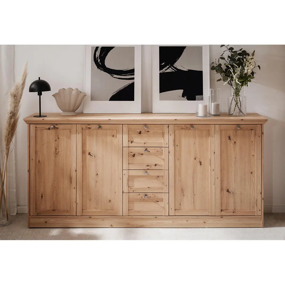 CALICOSY - Buffetkast met 4 deuren en 4 lades TIMBER - Eik - 40x200x90 cm