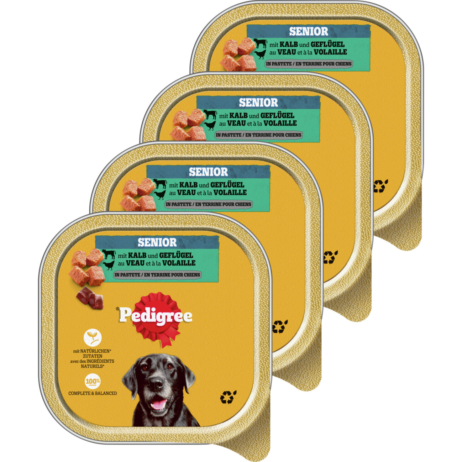 Pedigree Senior Hundefutter Kalb & Geflügel 4x 300g