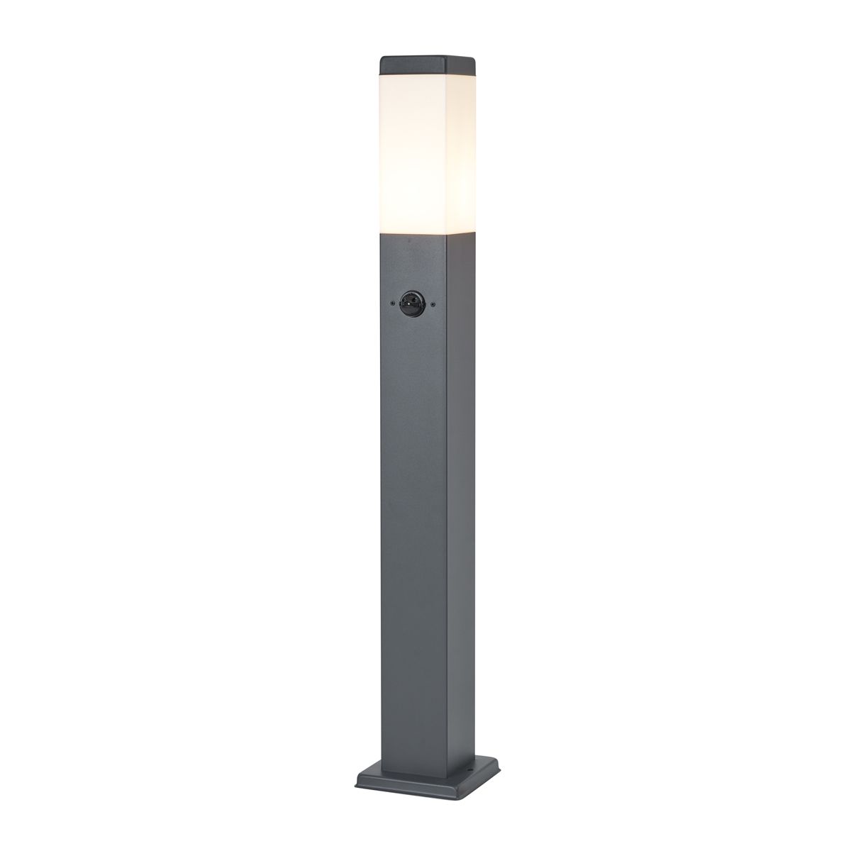 Buitenlamp donkergrijs met opaal glas 80cm IP44 met stopcontact en bewegingssensor - Malios