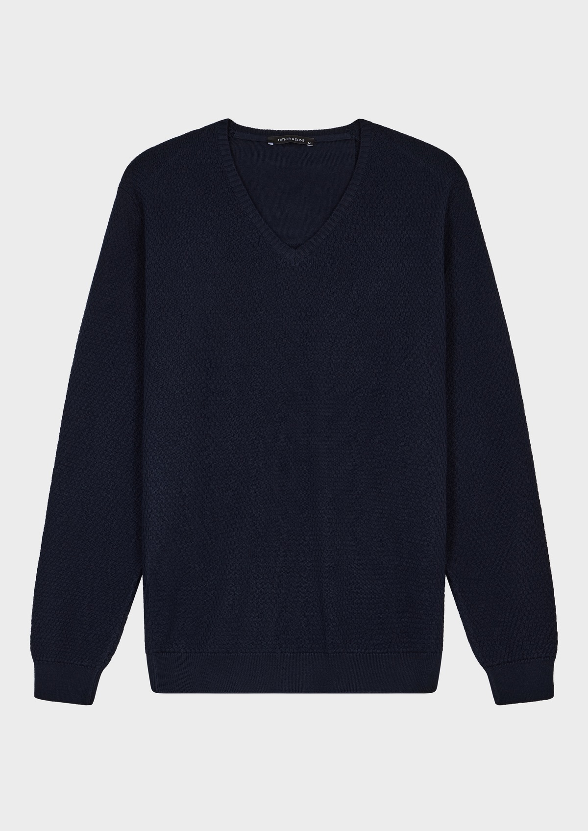 Pull col V en coton uni bleu marine