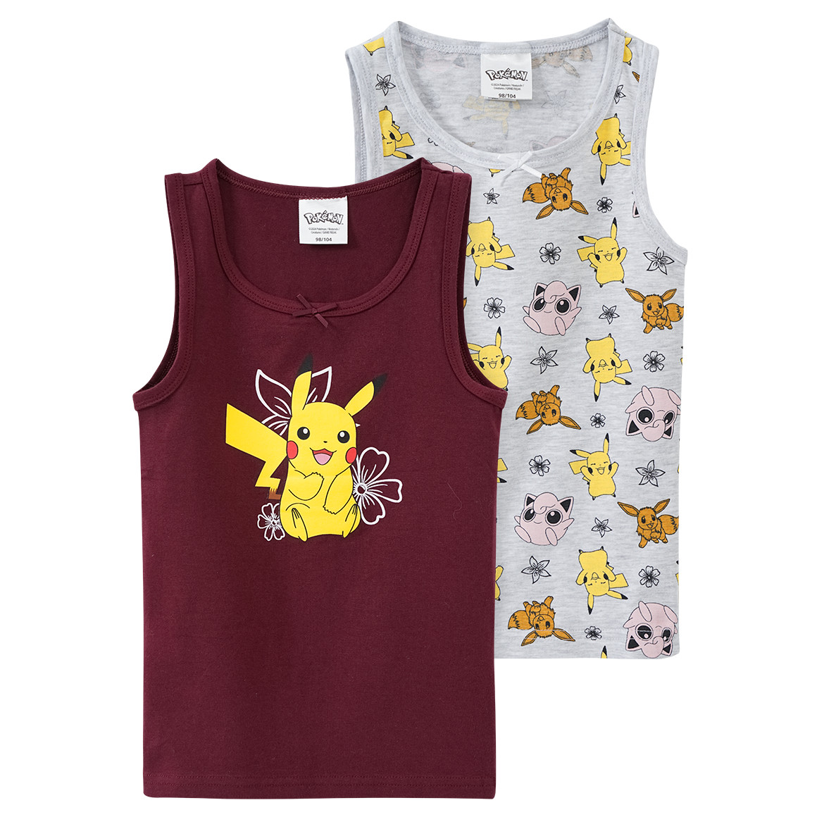 Topolino 2 Pokémon Unterhemden in verschiedenen Farben dunkelrot / grau