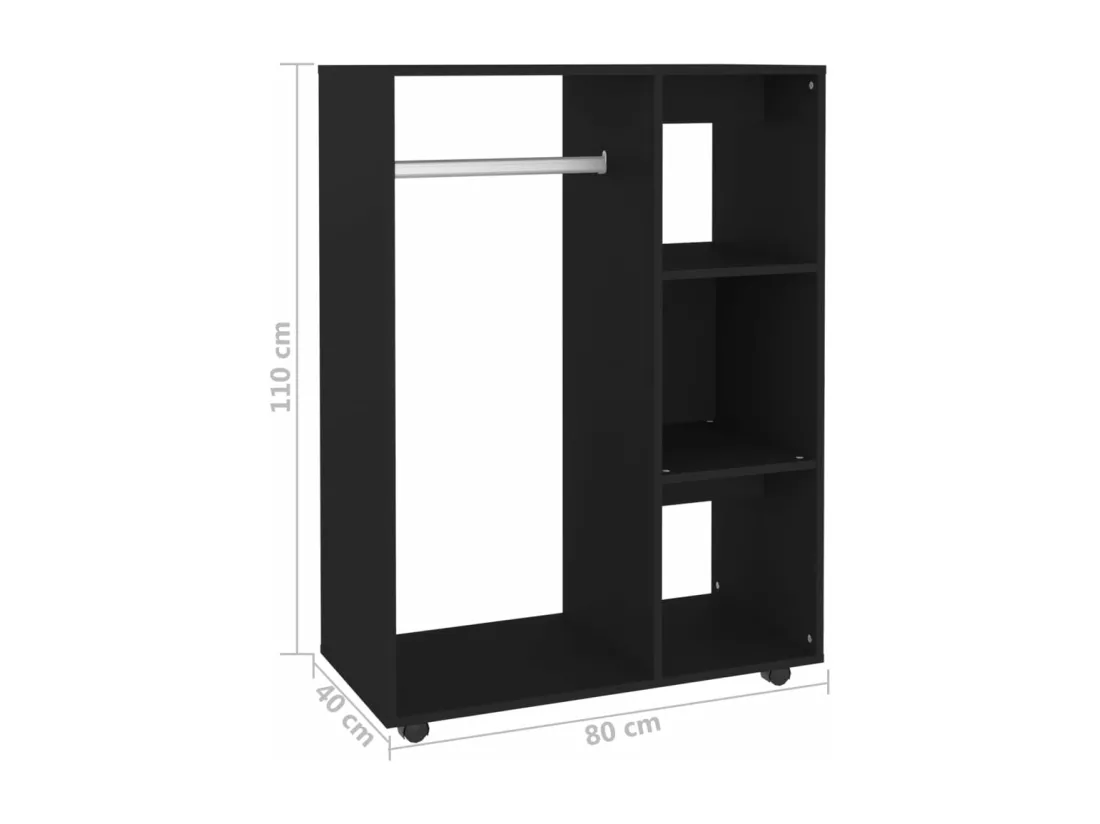 Garde-robe Noir 80x40x110 cm Bois d’ingénierie