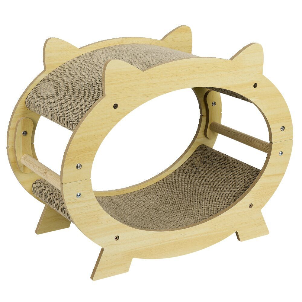 Grattoir pour chat avec couchage bois naturel 47x23xH36,5cm