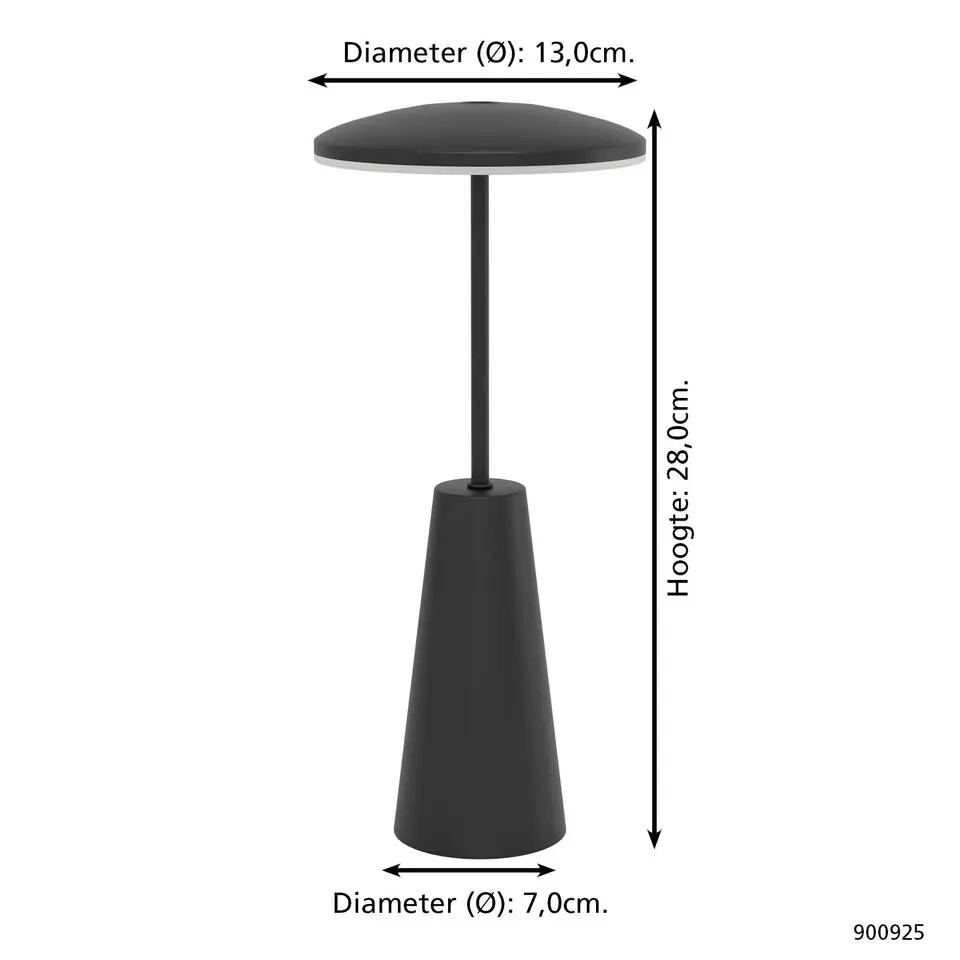 EGLO Piccola Tafellamp - 28 cm - Zwart
