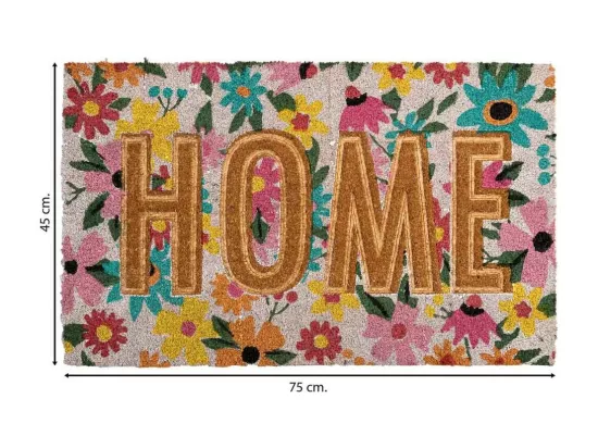 Tapis d'entrée en PVC imprimé et fibre pressée marron 45x75