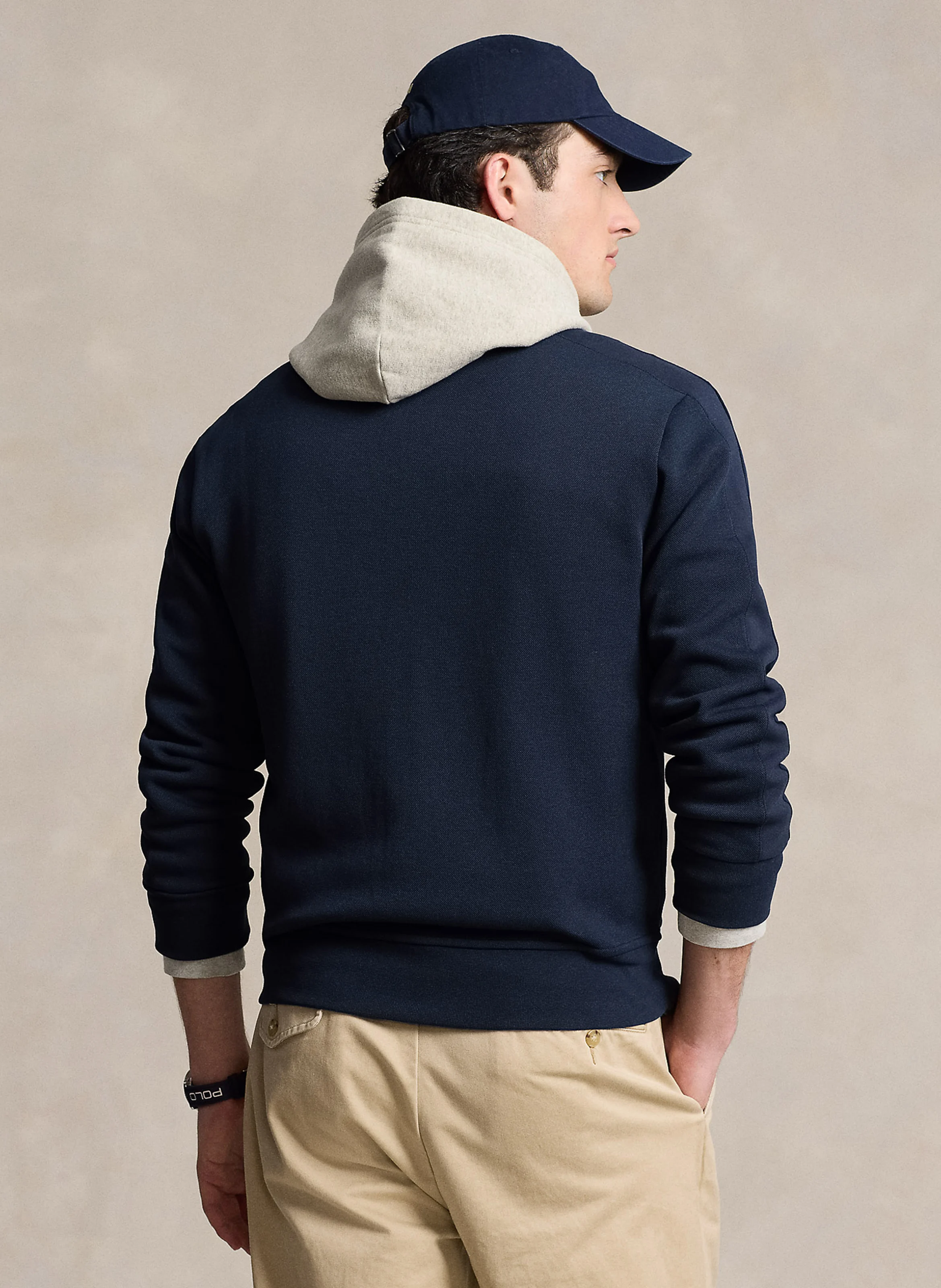 Gilet droit col montant en coton mélangé | Bleu