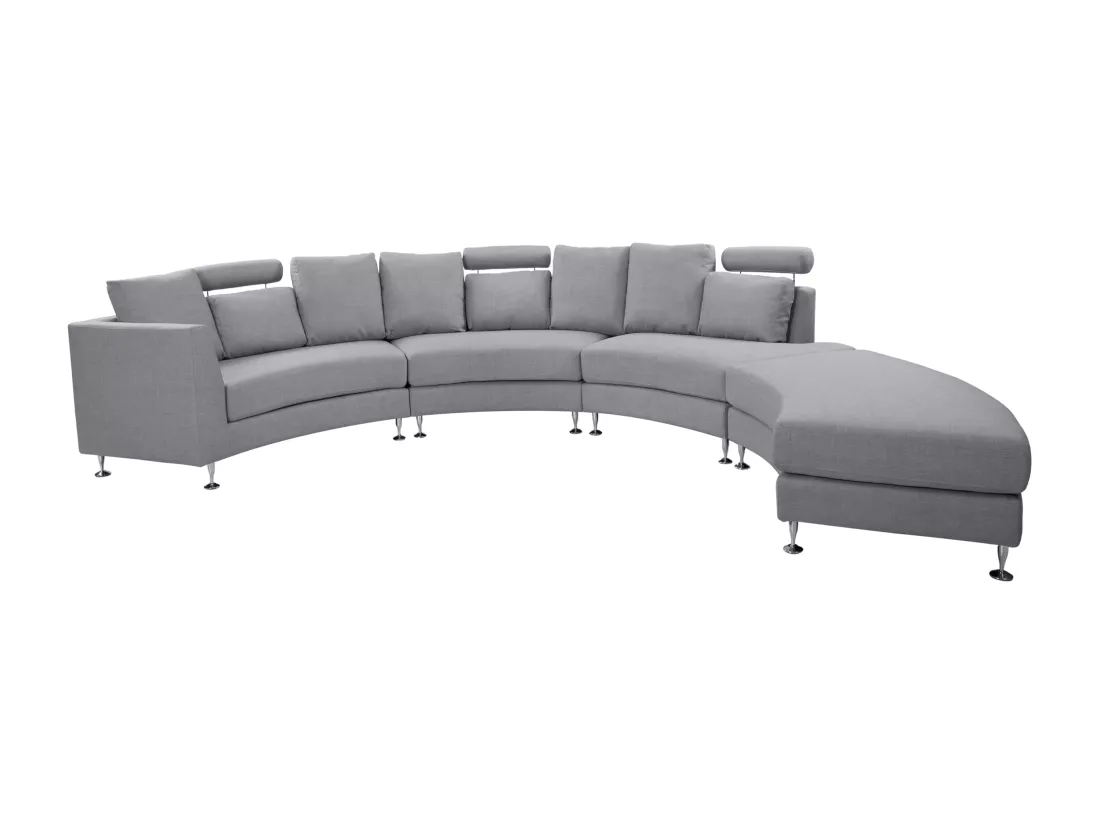Canapé circulaire modulable en tissu gris clair 8 places ROTUNDE