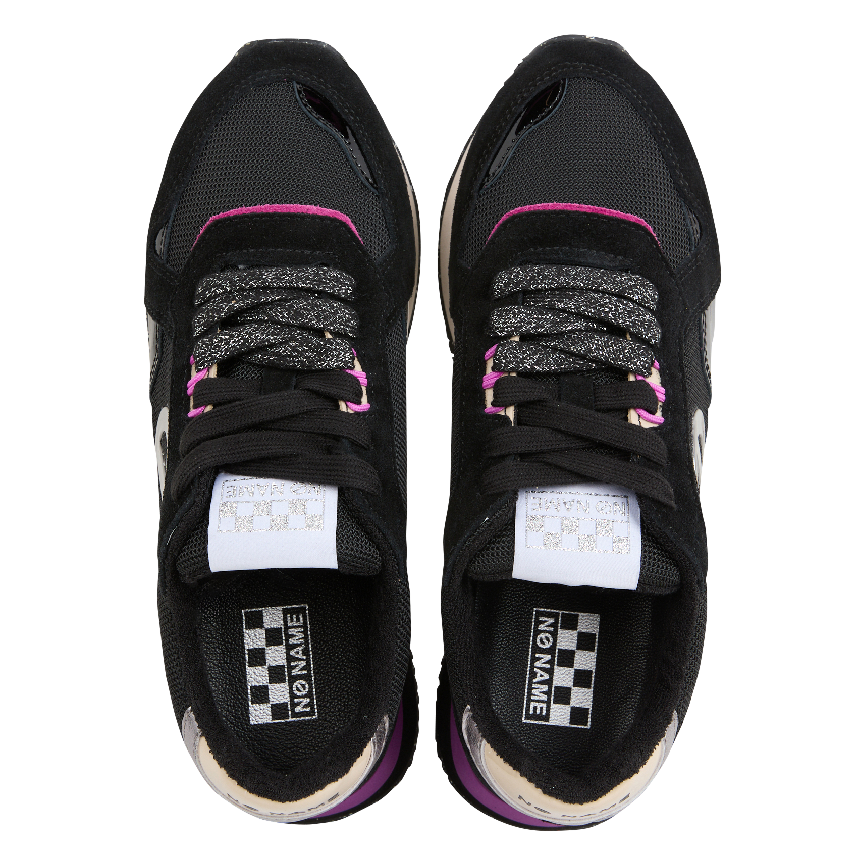 MIA - Baskets basses compensées en cuir mélangé | Noir