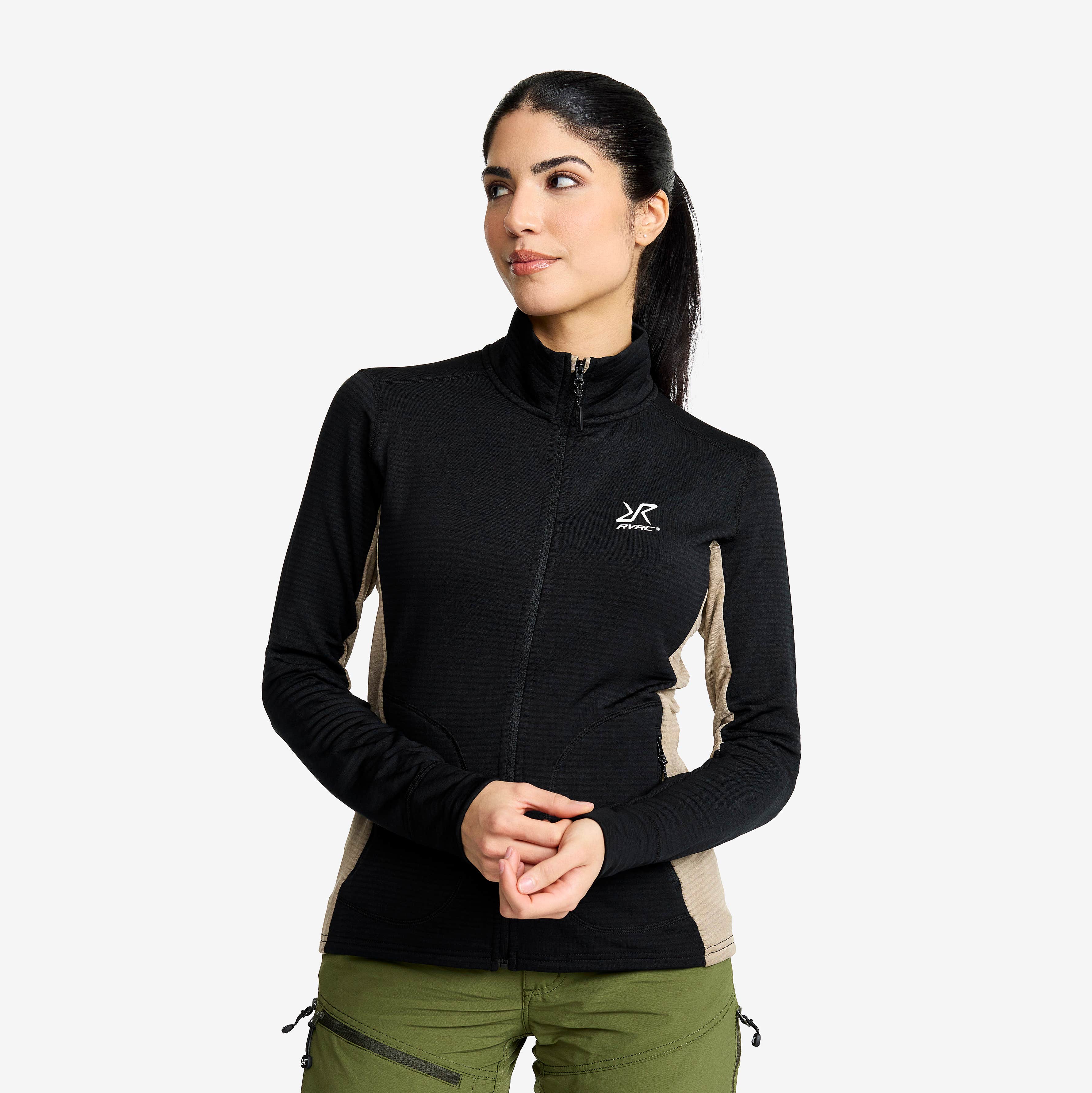 Waffle Full-zip Fleece  Dame Black