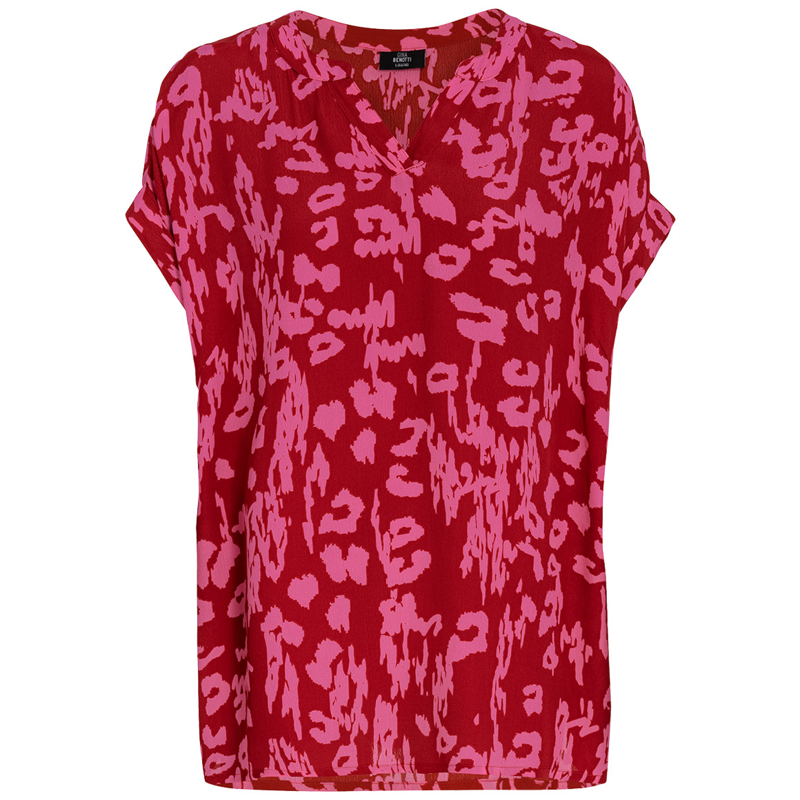 Gina Benott Damen Bluse mit Allover-Print pink / rot
