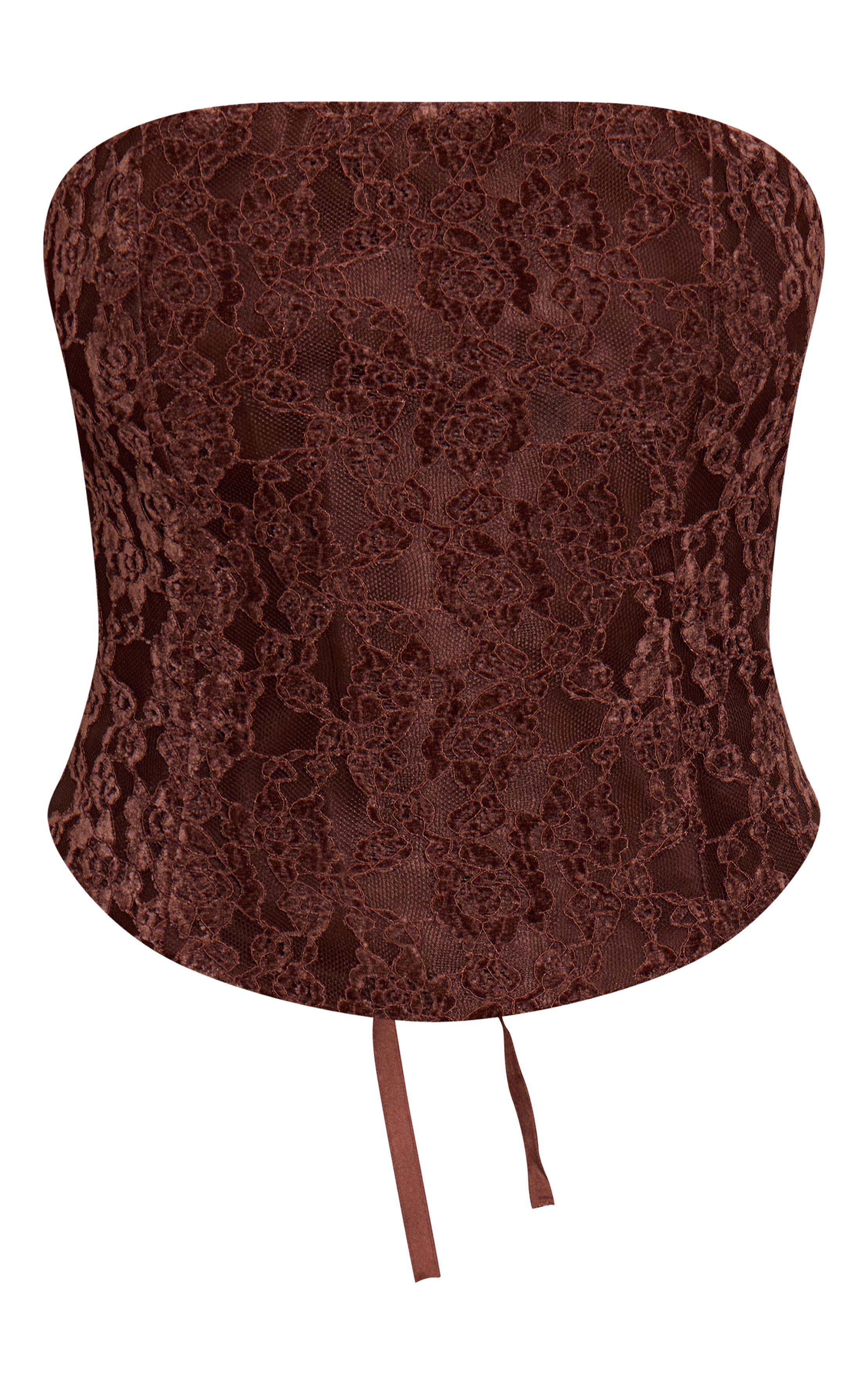 Chocolat Ensemble Haut Corset En Velours Dentelle