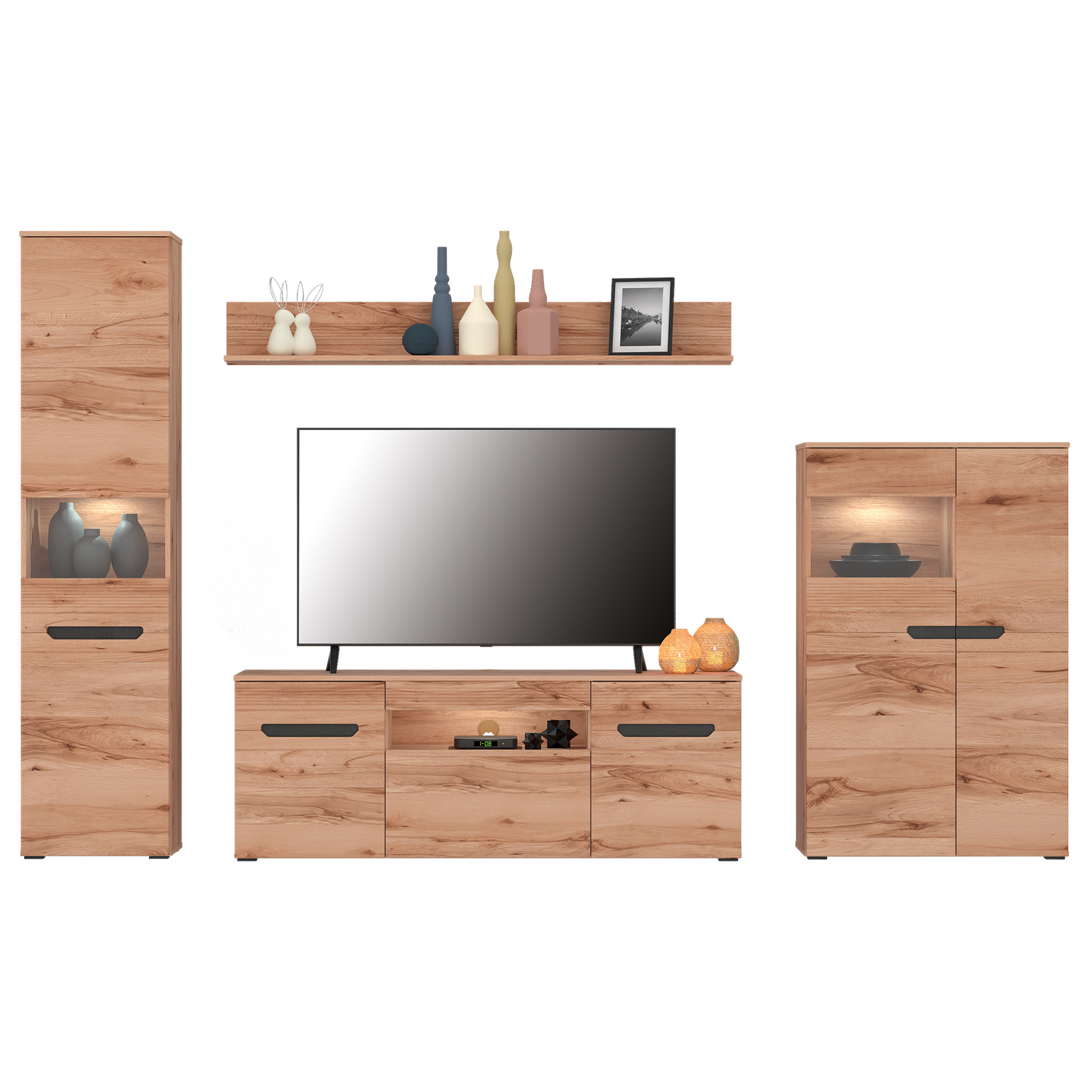 Highboardvitrine - Crenata Buche - 129 cm