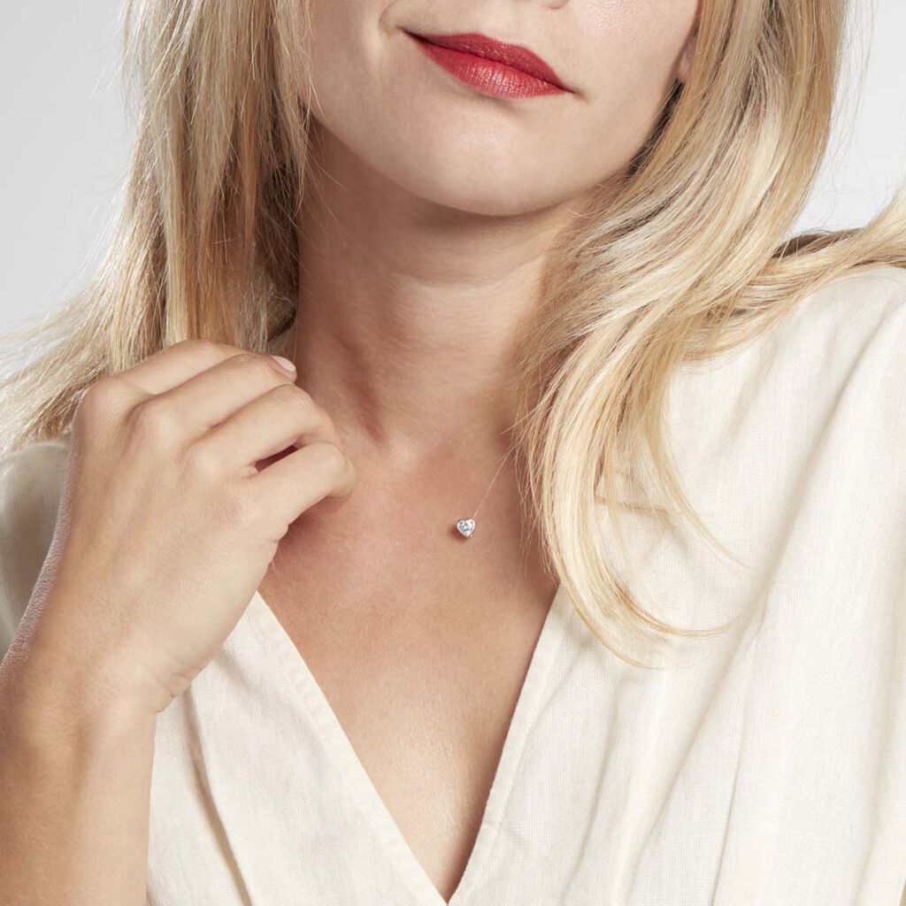 Collier Nylon Argent Blanc Oxyde De Zirconium