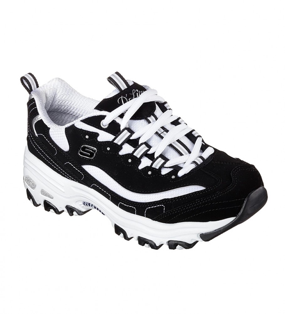 Tênis de couro Skechers D'Lites Biggest Fan, preto