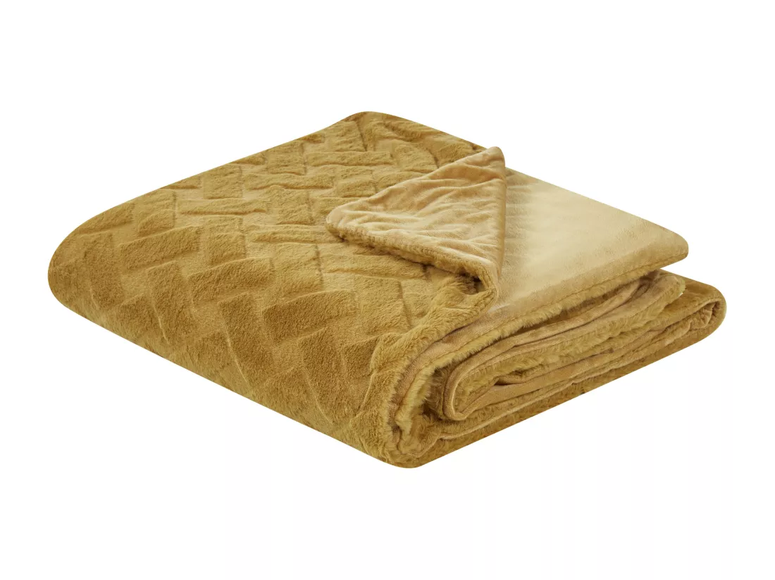 Couvre-lits SITAPUR Fourrure synthétique 150 x 200 cm Moutarde
