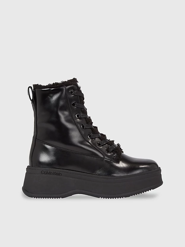 Botas de couro com salto plataforma