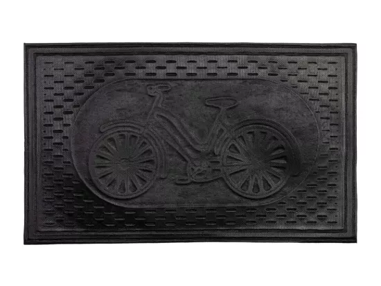Tapis d'entrée en fibre et caoutchouc gris 75x45