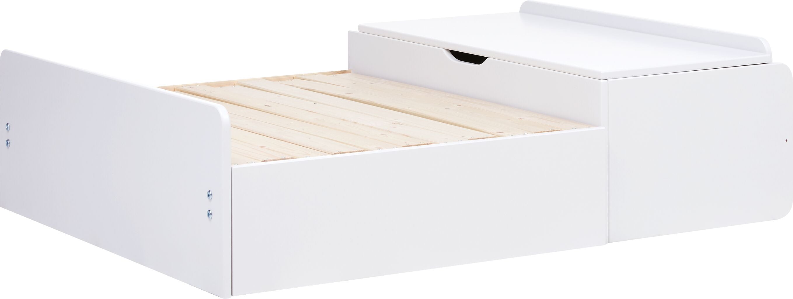 Flexa WHITE / NOR Bettsofa inkl. Bettkasten - Weiss / B: 95.0 cm x T: 118.0 cm x H: 32.0 cm