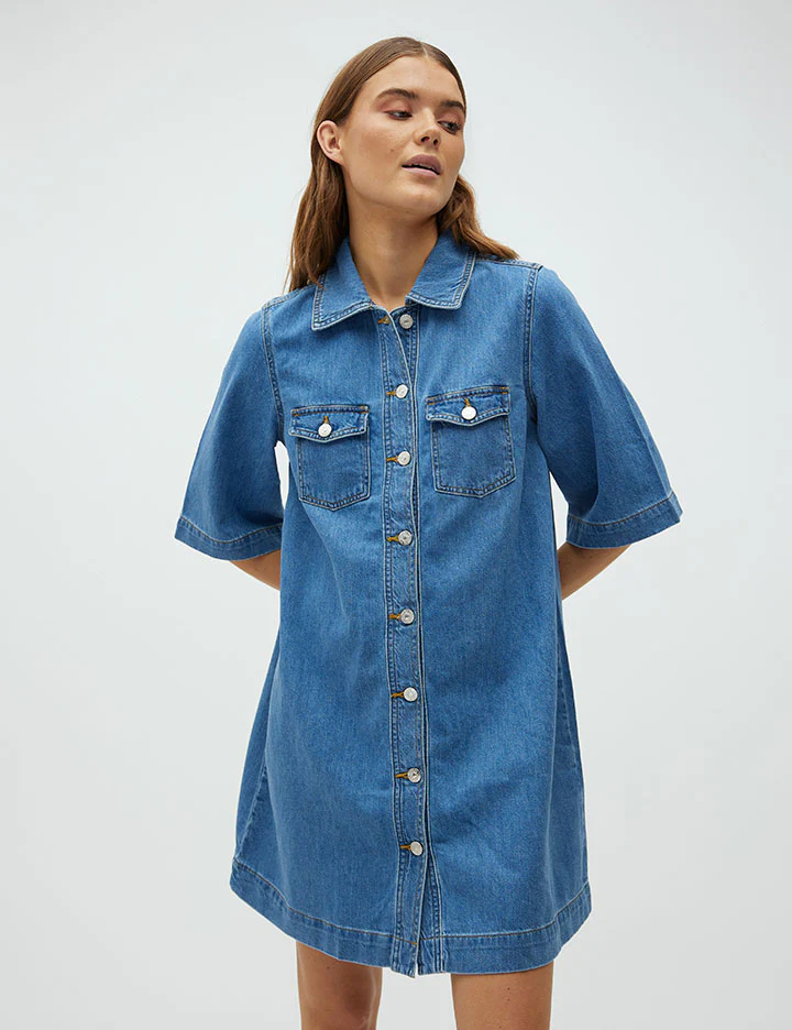 Global Funk  Mira-G denimkjole - 951 Mid vintage blue