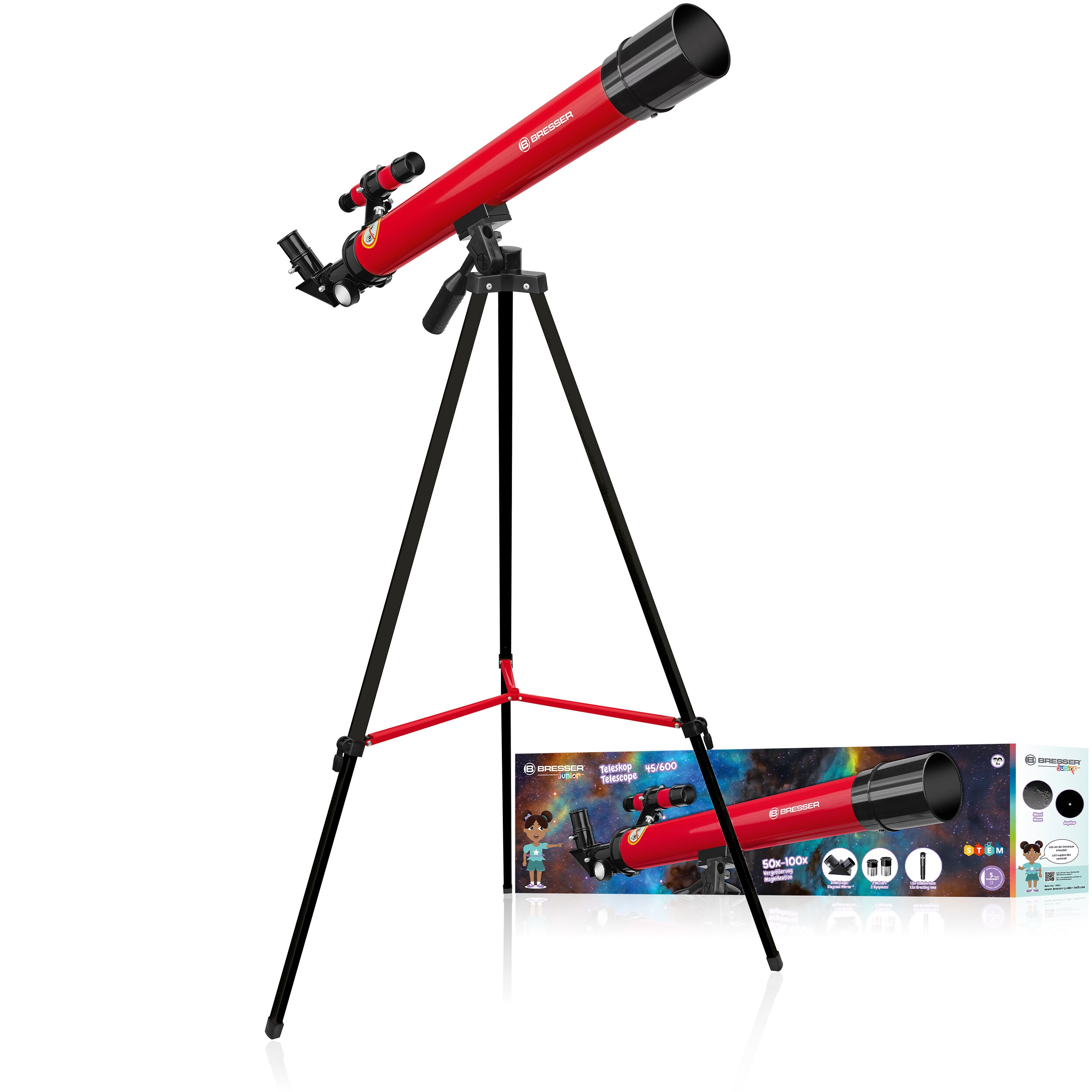 BRESSER JUNIOR Linsenteleskop 45/600 AZ Farbe: rot