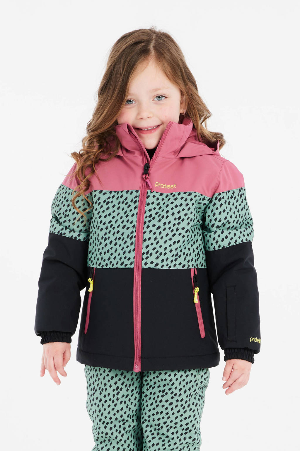 Protest ski-jack Fancy TD oudroze/groen/zwart
