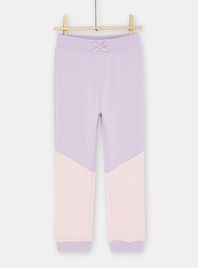 Jogging mauve color block fille