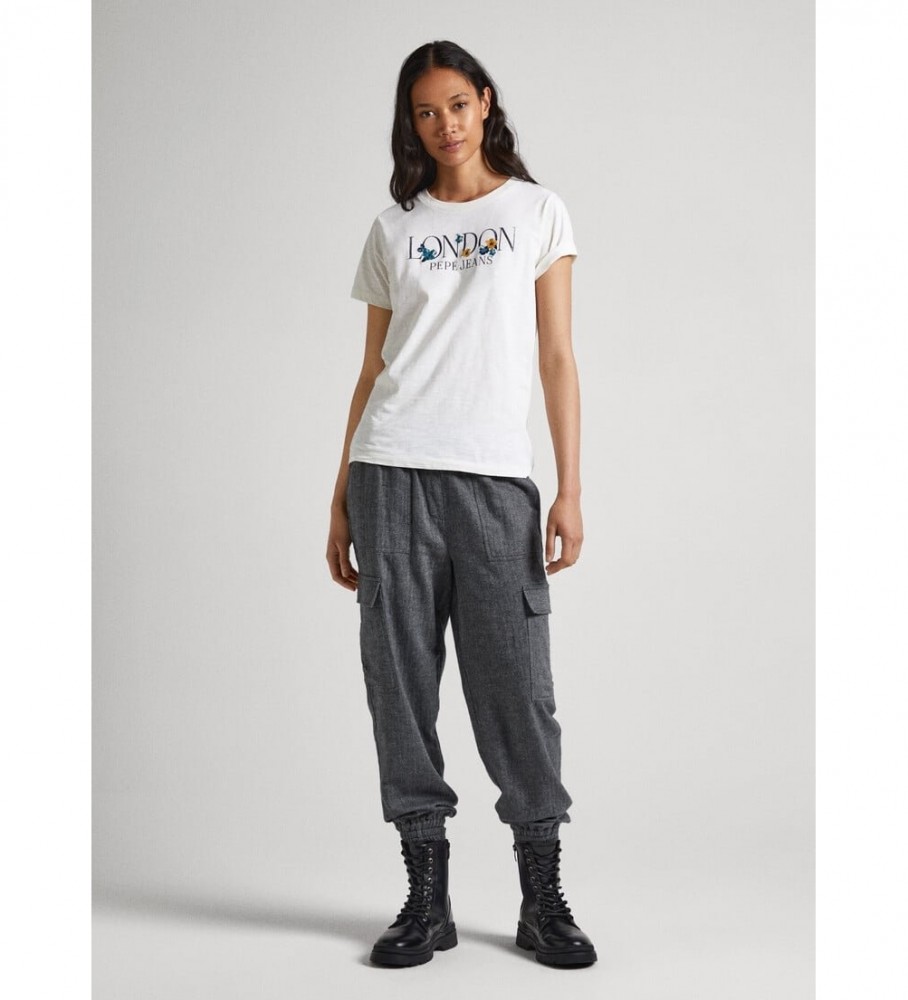 Camiseta de veludo Pepe Jeans, branca