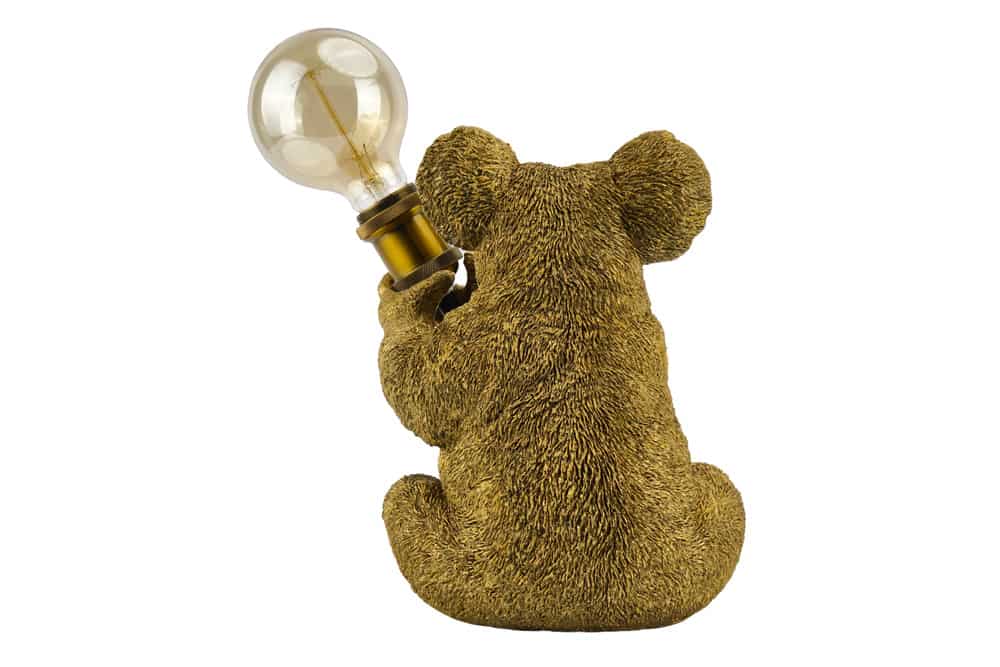 Handgefertigte Tischlampe KOALA 35cm gold Skulptur