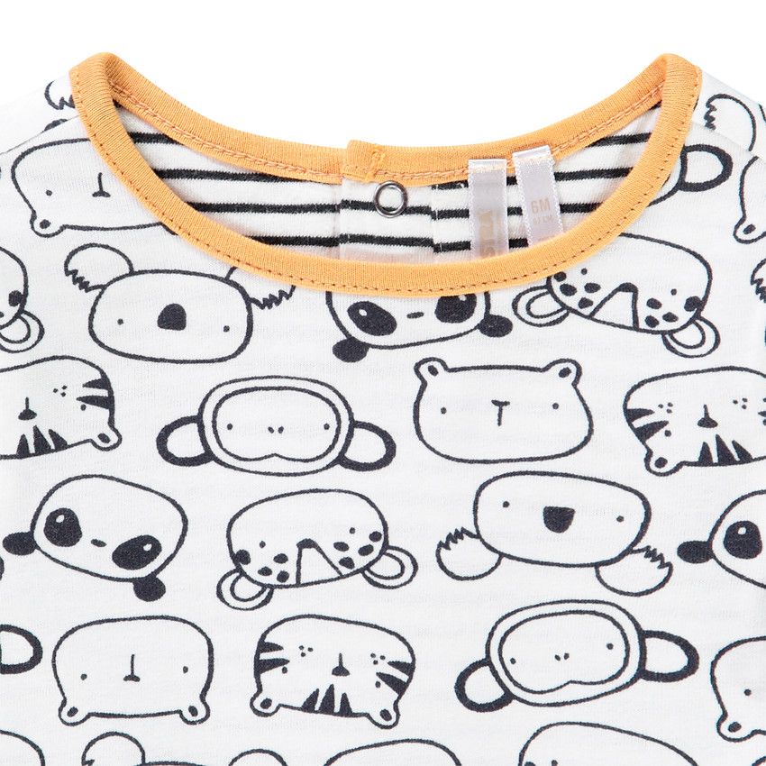 T-shirt manches longues réversible en coton bio pour bébé garçon - Ecru