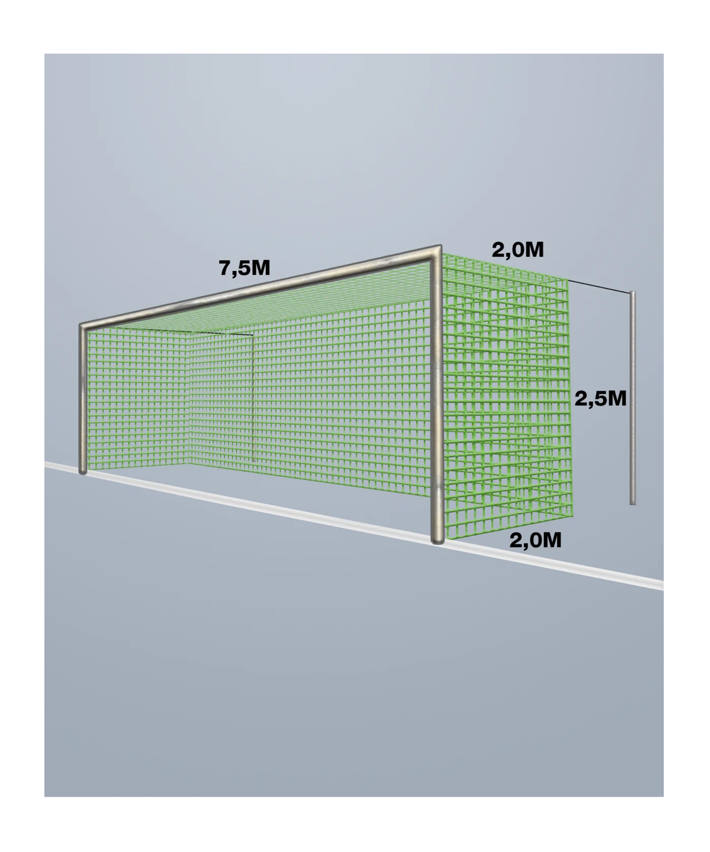 Cawila Tornetz 7,50x2,50m | Tiefe 2,0x2,0m | Maschenweite 12cm | Stärke 4mm | grün