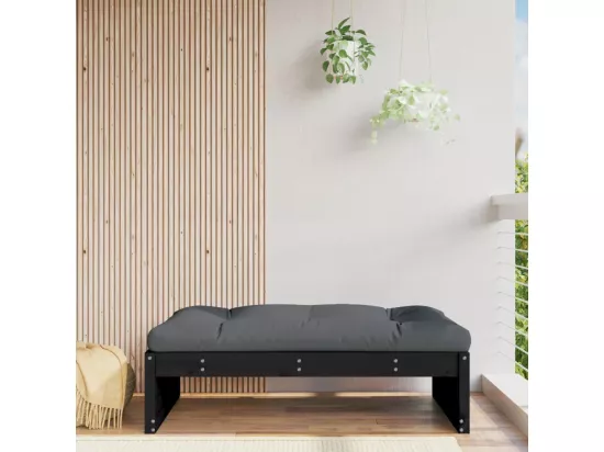 Repose-pied de jardin 120x80 cm noir bois de pin massif