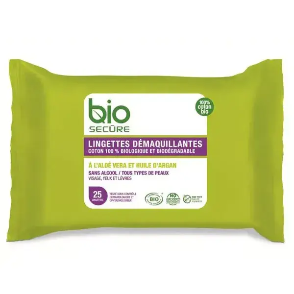 Lenços demaquilantes Bio Secure, 25 unidades