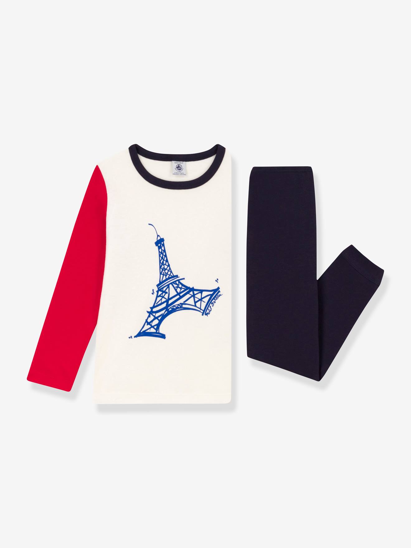 PETIT BATEAU Pijama de algodão orgânico azul marinho