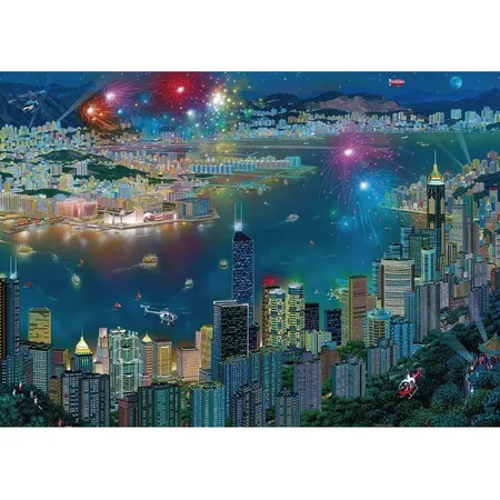 Schmidt Spiele Puzzle - Alexander Chen, Feuerwerk über Hongkong, 1.000 Teile