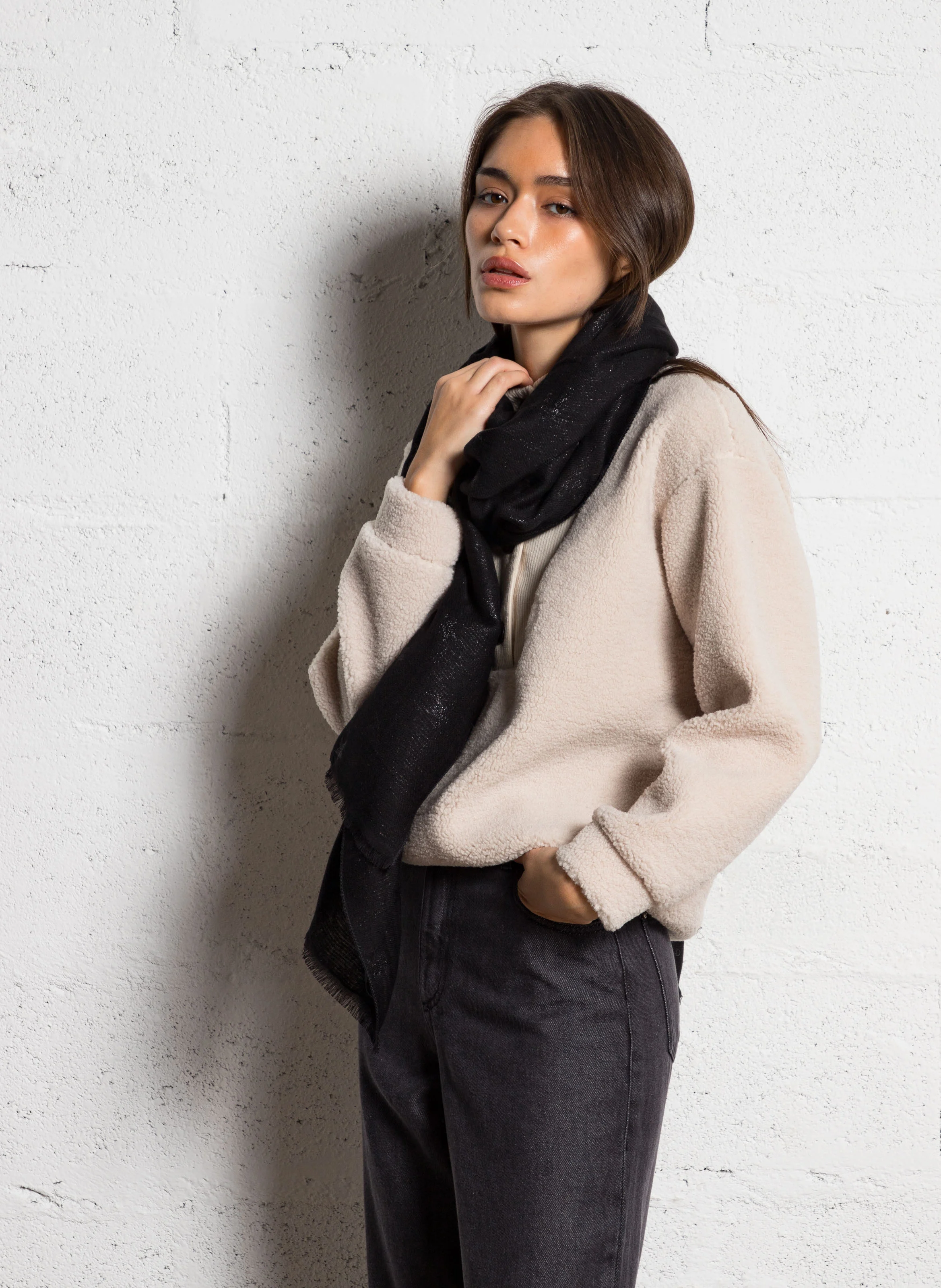 Pull col montant| Blanc