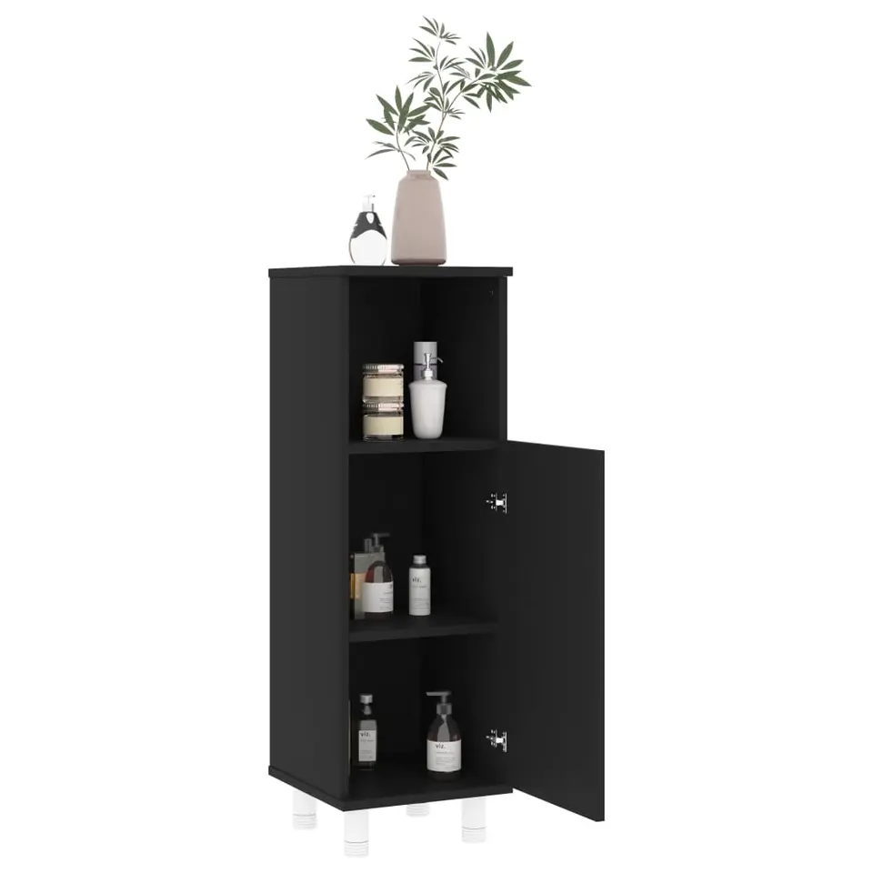 vidaXL - Badkamerkast - Zwart - Bewerkt hout