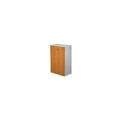 Bibliothèque mi-haute Trend - L80xP44xH120 cm - 2 portes en mélaminé imitation chêne canadien avec serrure - gris